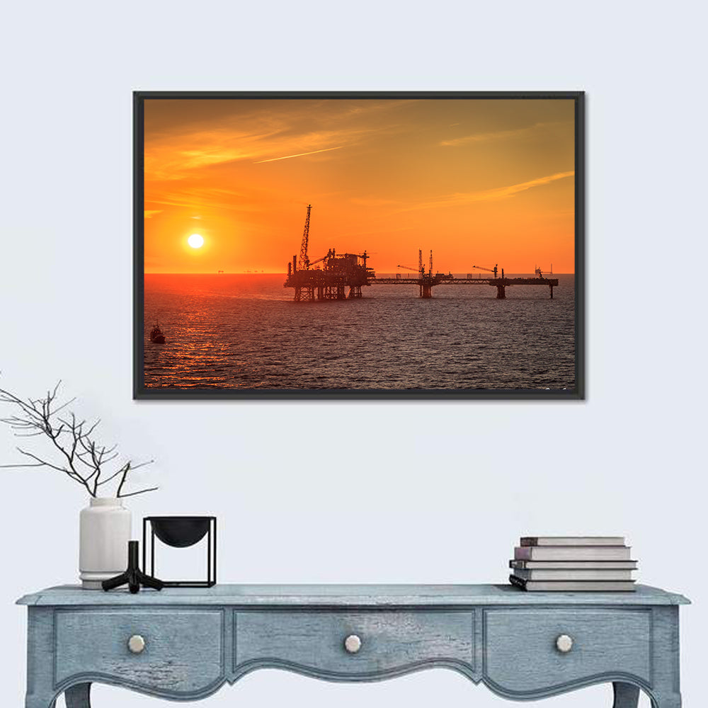 Denmark Oil Rig at Sunset Wall Art