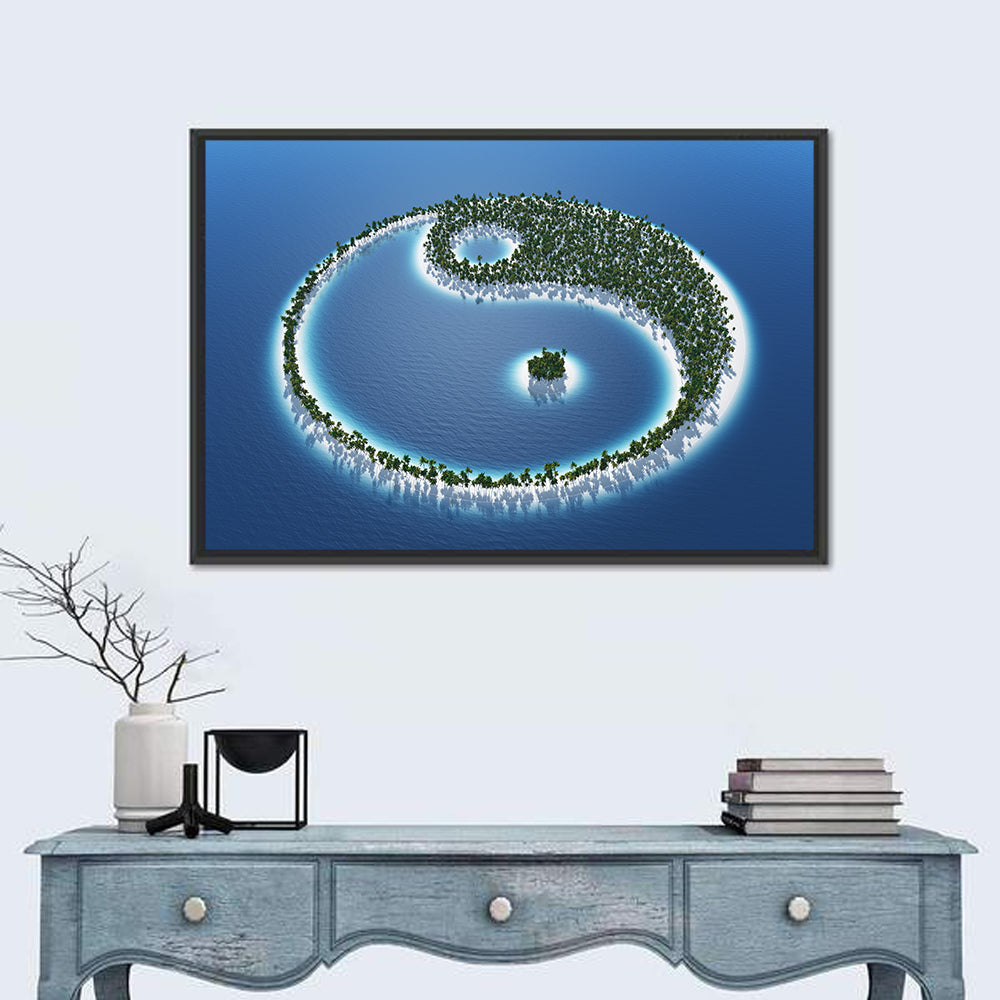Yin Yang Tropical Island Aerial Wall Art
