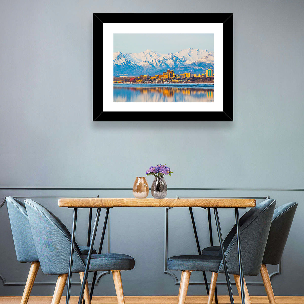 Anchorage Morning Skyline Wall Art in a room, landscape