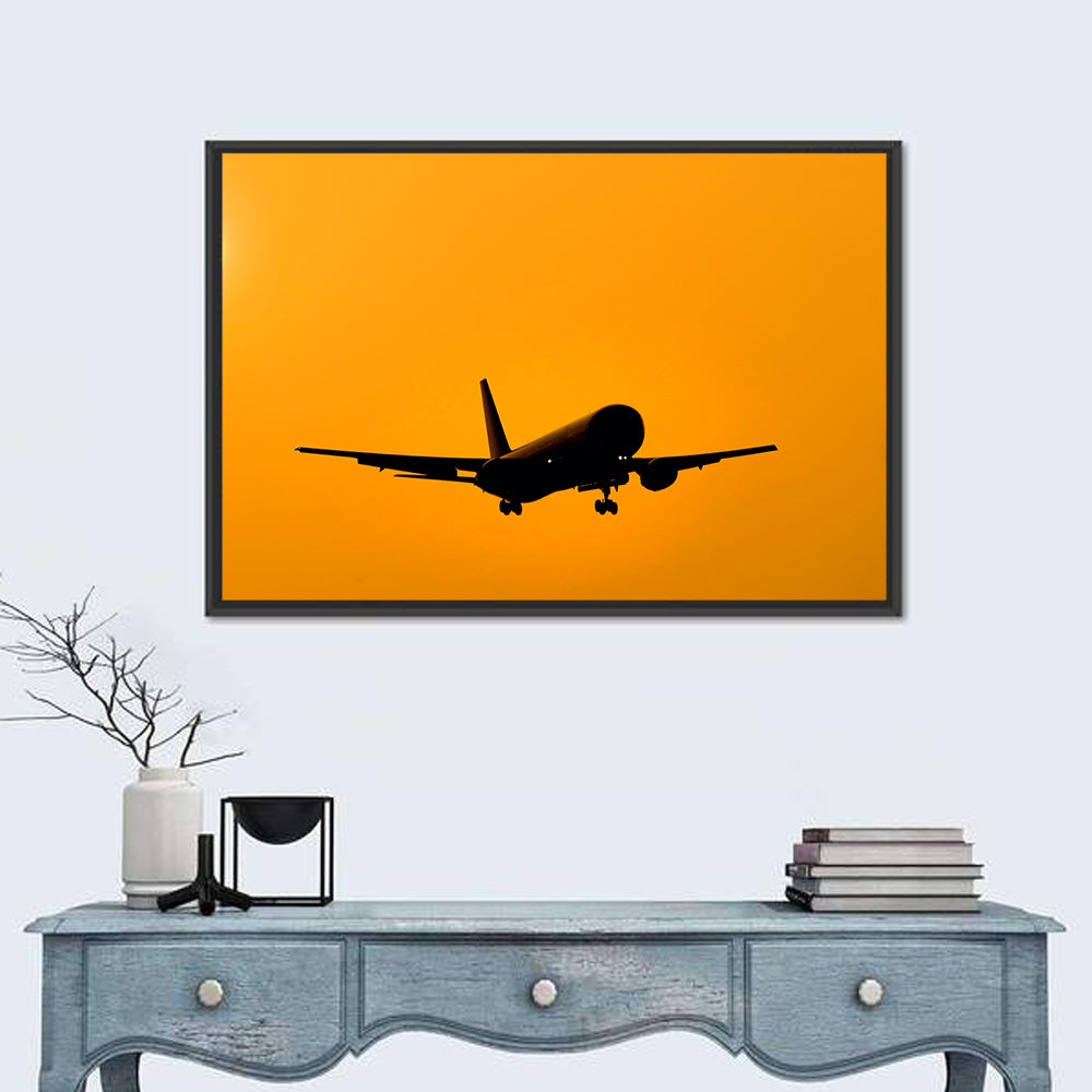 Golden Hour Airliner Silhouette Wall Art