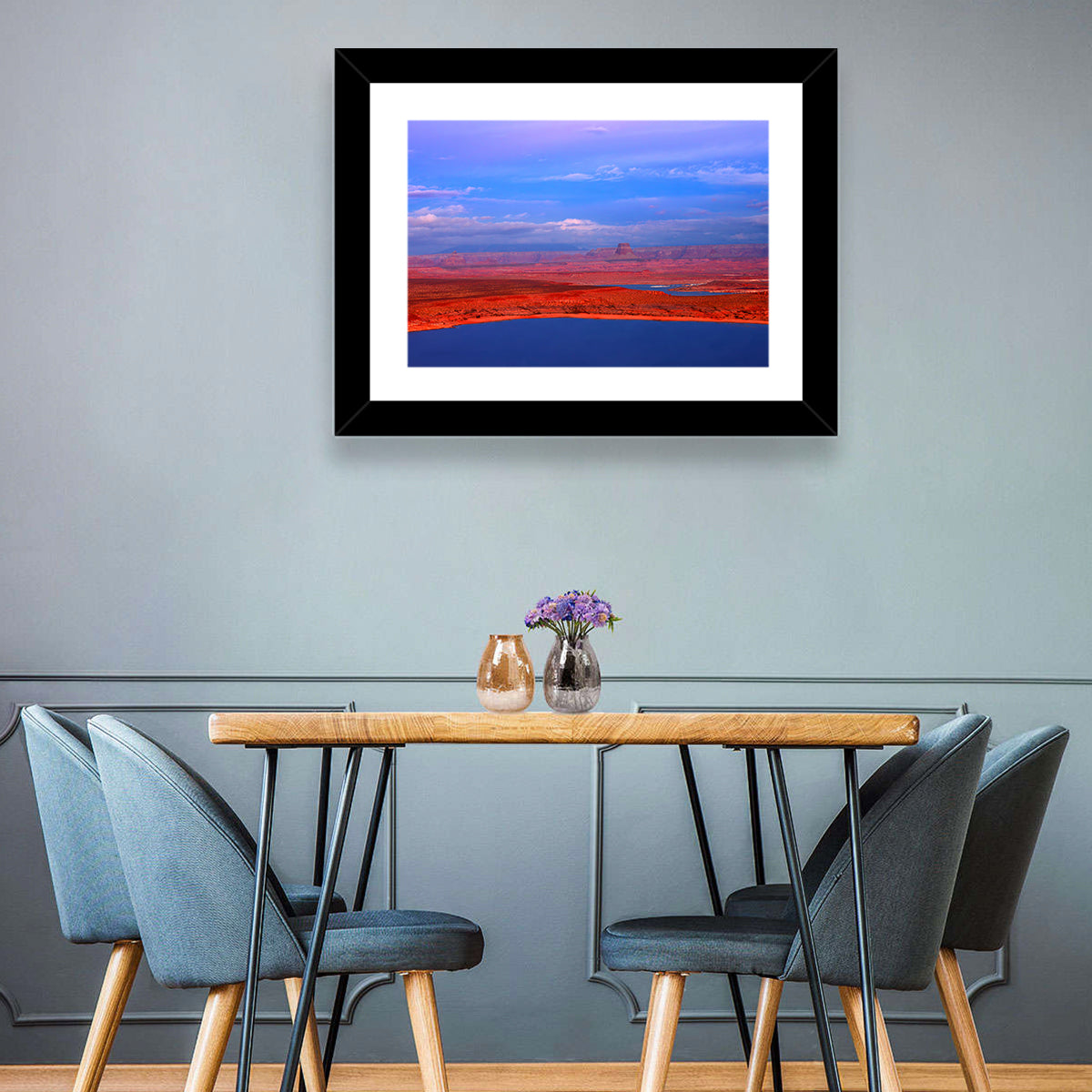 Lake Powell Sunset Wall Art in a room, landscape