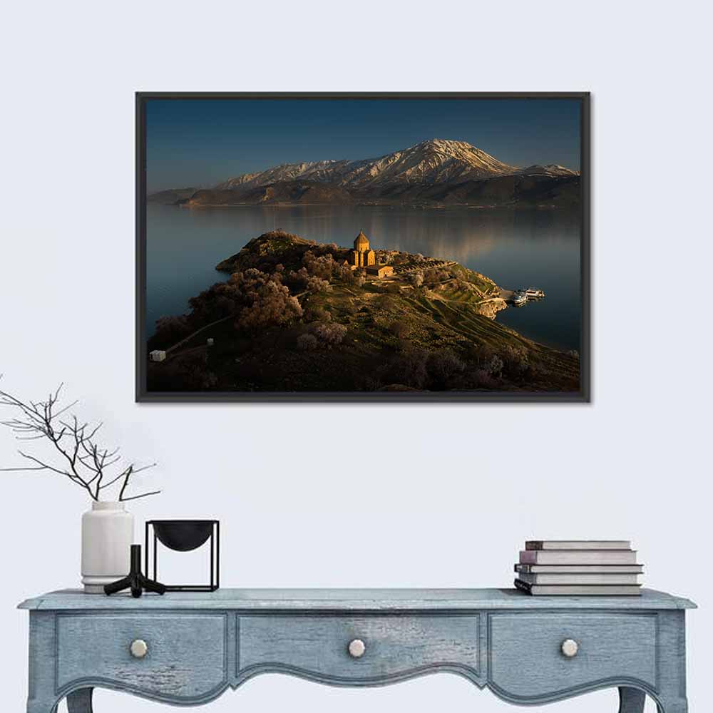 Akdamar Cathedral on Lake Van Wall Art in a room, landscape