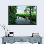 Tranquil Meadow Stream with Wildflowers Wall Art