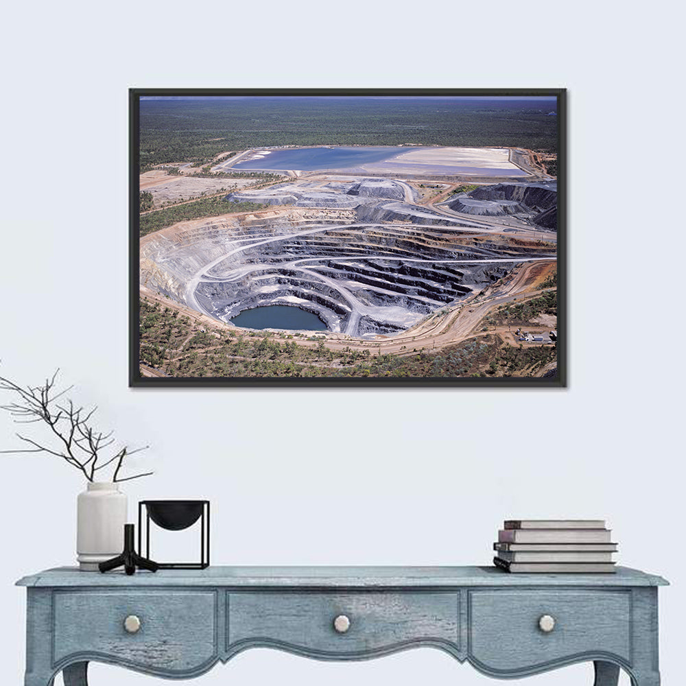 Aerial Open Pit Uranium Mine Wall Art in a room, landscape