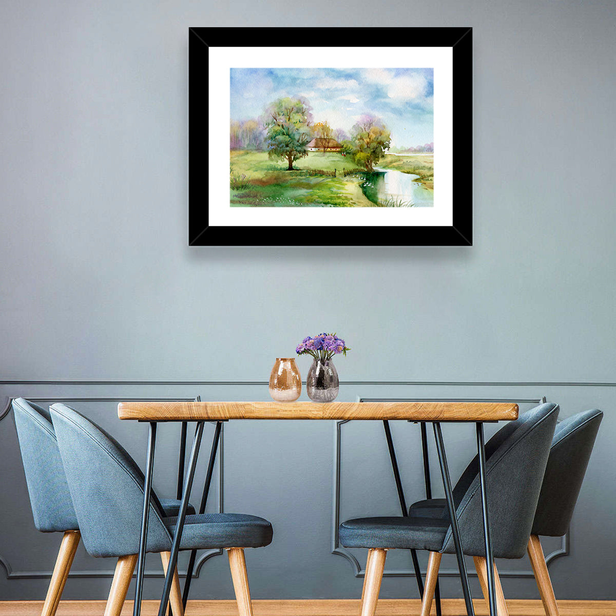 Spring Cottage by the Stream Wall Art