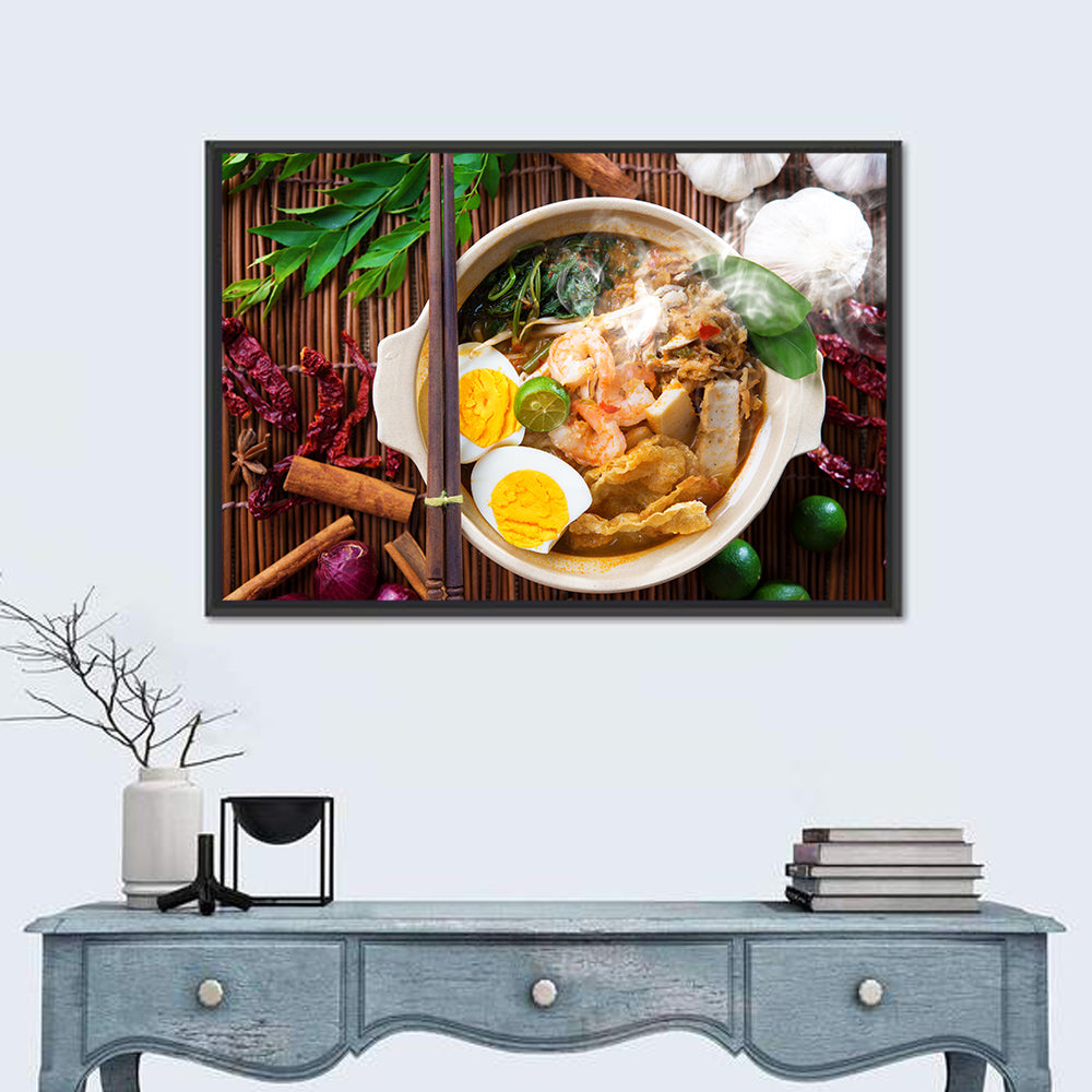 Malaysian Prawn Mee Bowl Wall Art in a room, landscape
