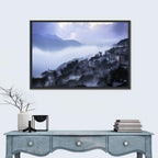 Misty Hillside Town Wall Art