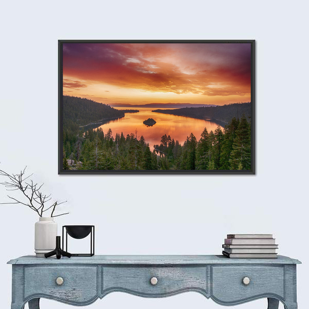 Emerald Bay Sunrise, Lake Tahoe Wall Art in a room, landscape
