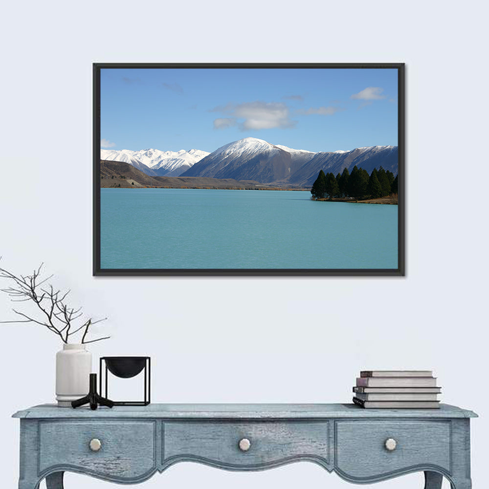 Turquoise Lake Pukaki Wall Art in a room, landscape