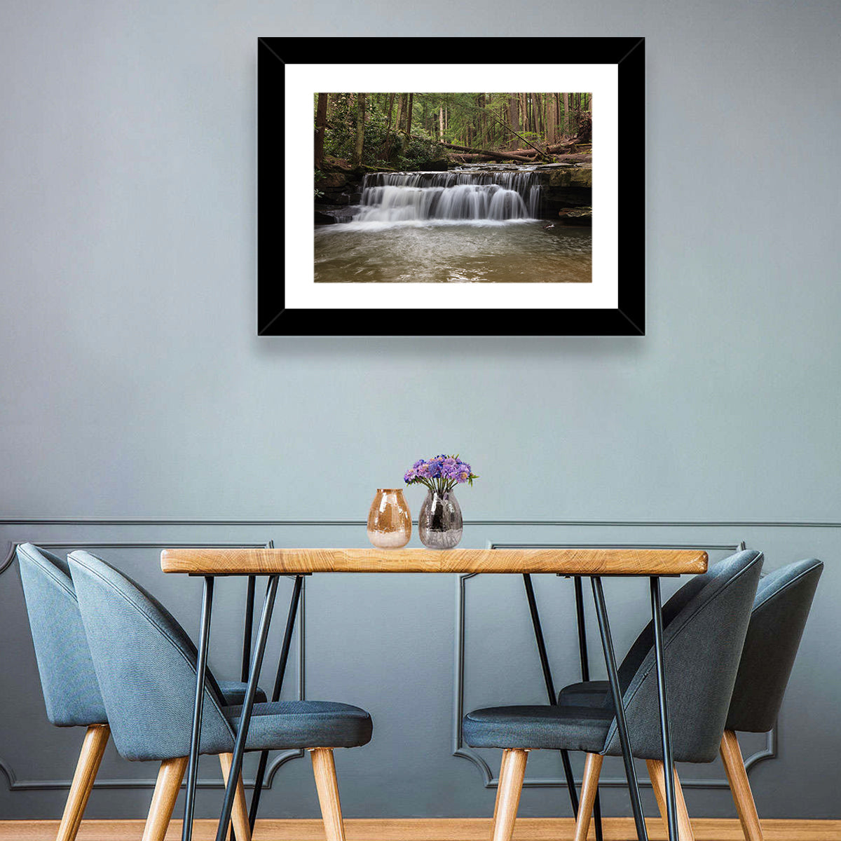 Tolliver Waterfall Wall Art in a room, landscape