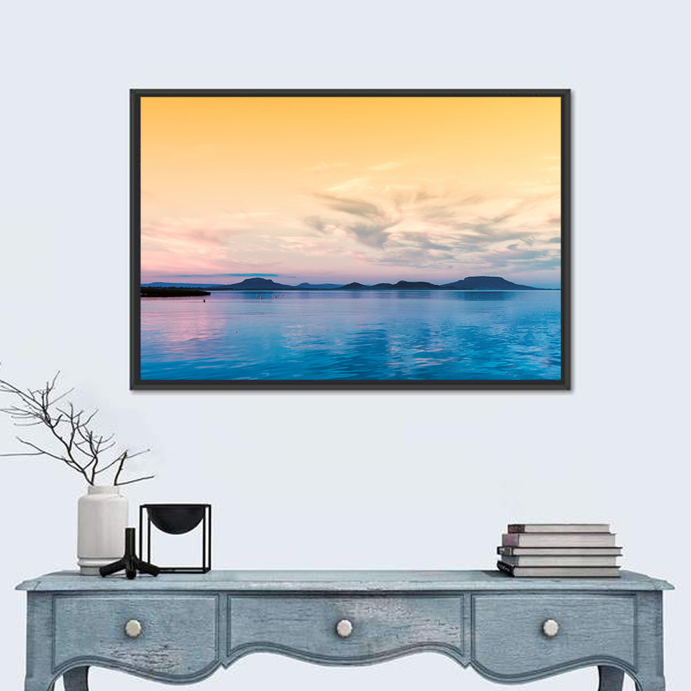 Lake Balaton at Golden Hour Wall Art in a room, landscape