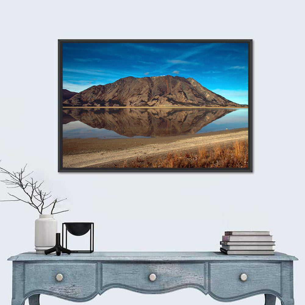 Rocky Peak Reflection, Kluane Lake Wall Art in a room, landscape