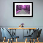 Magenta Autumn Forest Road Wall Art