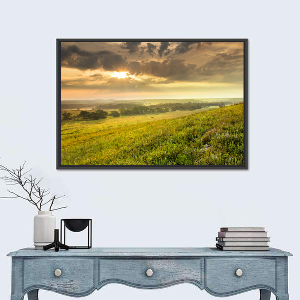 Kansas Tallgrass Prairie Wall Art in a room, landscape