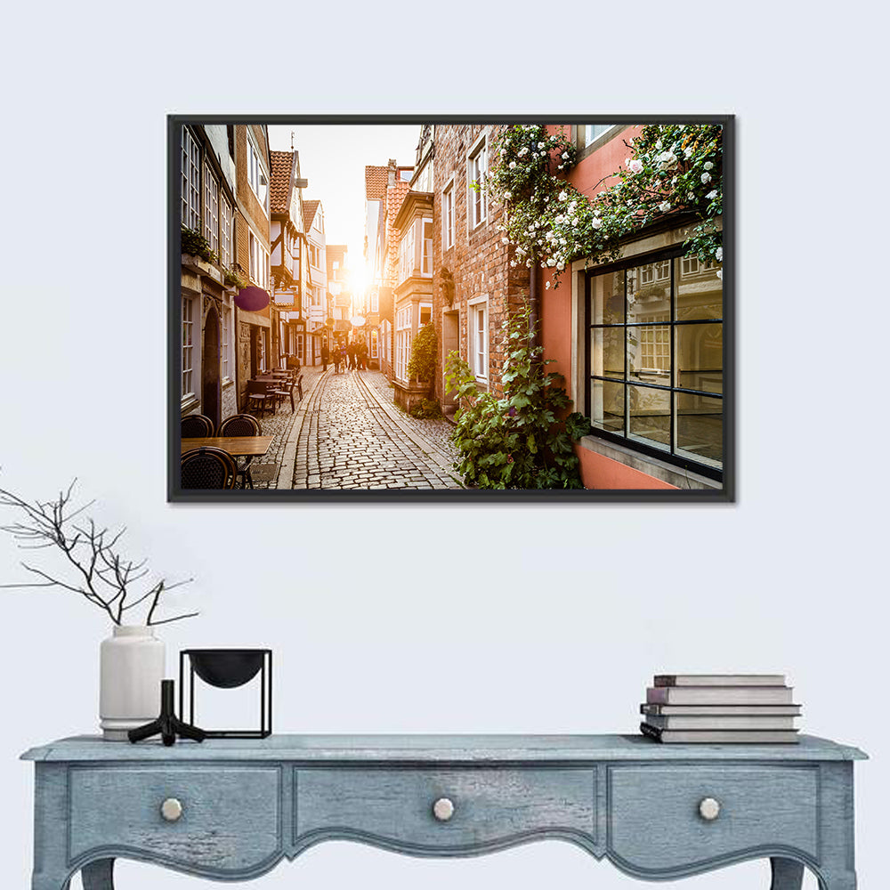 Schnoorviertel Cobblestone Lane Wall Art in a room, landscape