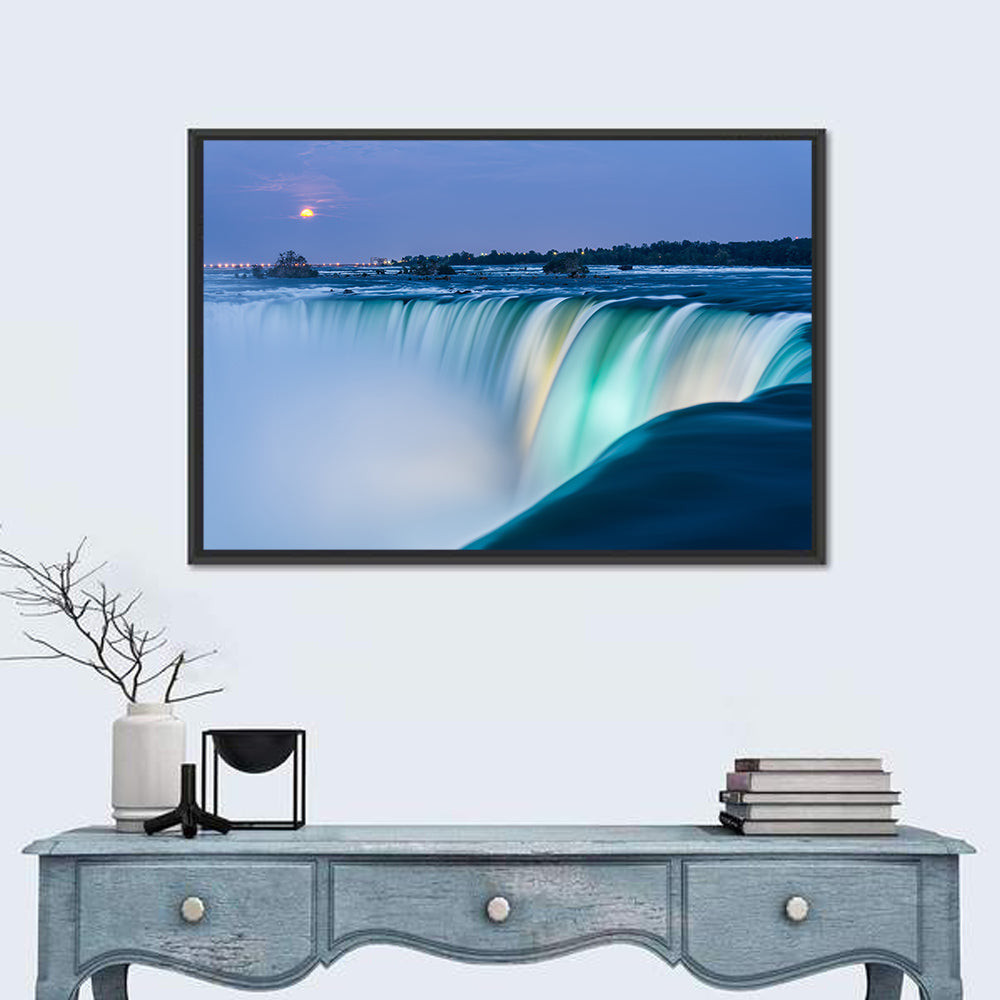 Horseshoe Falls by Moonlight Wall Art in a room, landscape