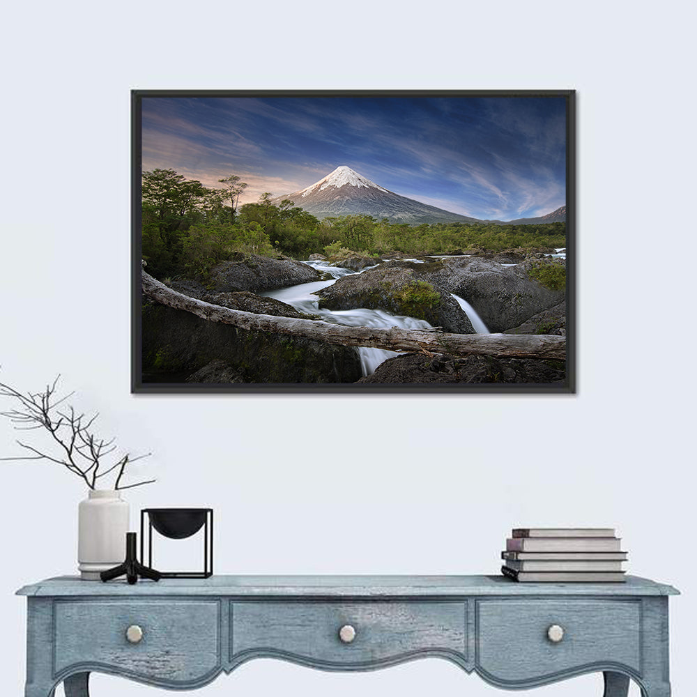 Osorno Volcano at Petrohue Falls Wall Art in a room, landscape
