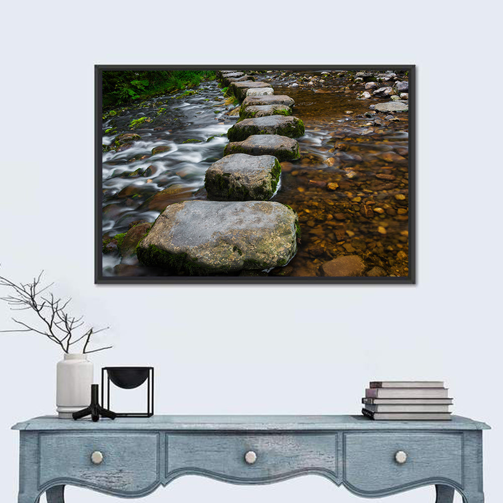 Mossy Stepping Stones Over Stream Wall Art