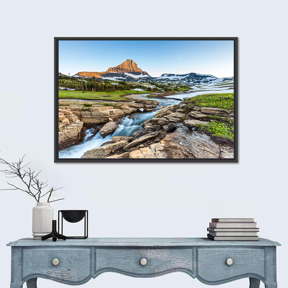 Logan Pass Golden Hour Wall Art in a room, landscape
