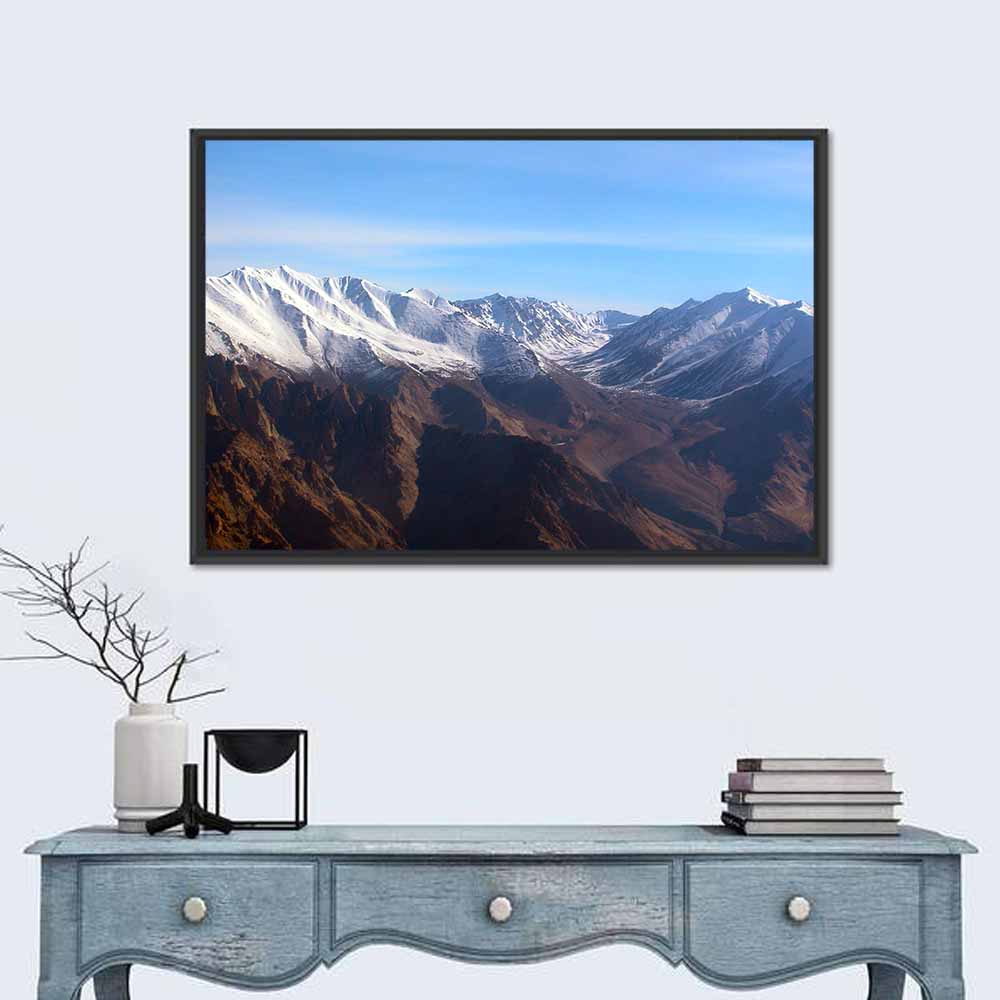 Himalayan Mountain Range Wall Art in a room, landscape