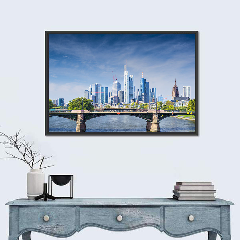 Frankfurt Skyline with Eiserner Steg Wall Art