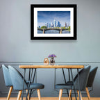 Frankfurt Skyline with Eiserner Steg Wall Art