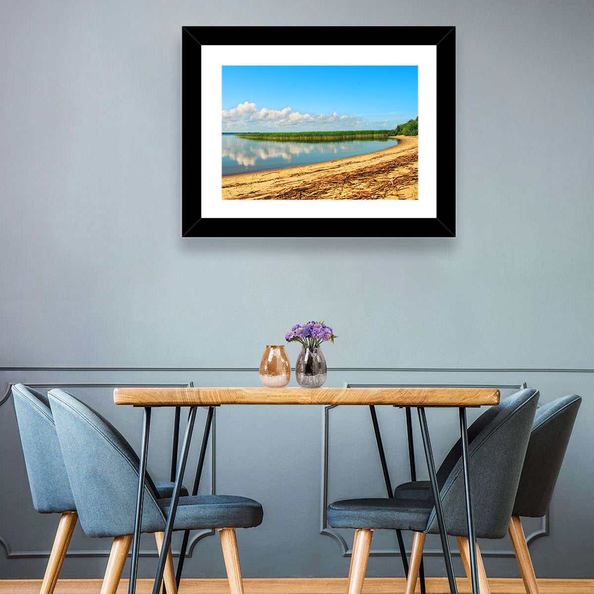 Lake Pskov Shoreline Wall Art in a room, landscape