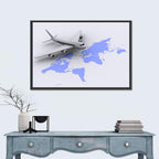 Airplane Over World Map Wall Art