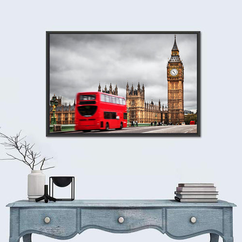 Big Ben with Red Bus, Westminster London Wall Art