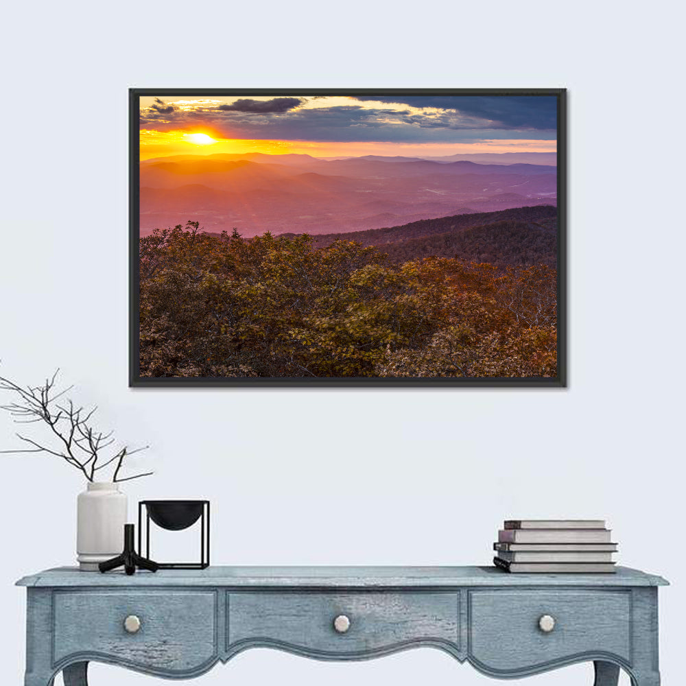 Blue Ridge Sunset Over Autumn Ridges Wall Art