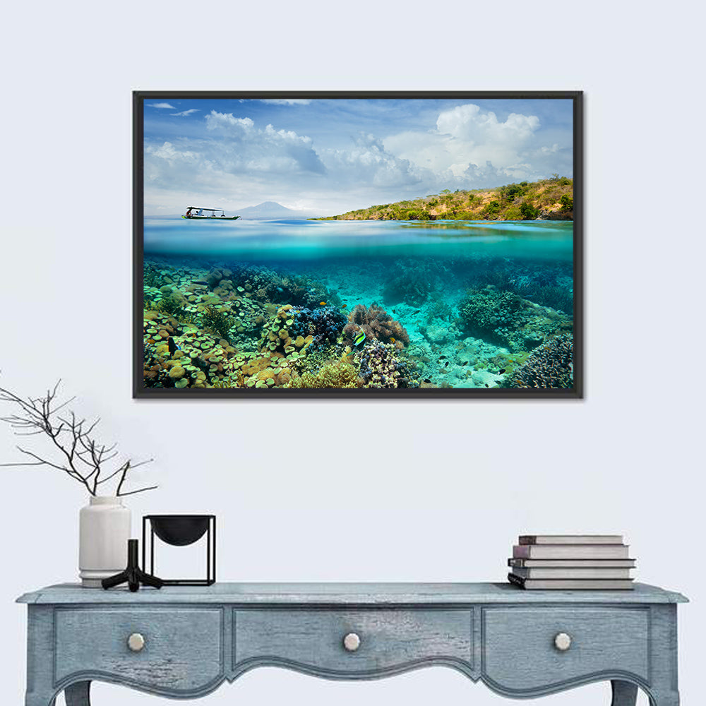 Menjangan Island Split View Wall Art in a room, landscape