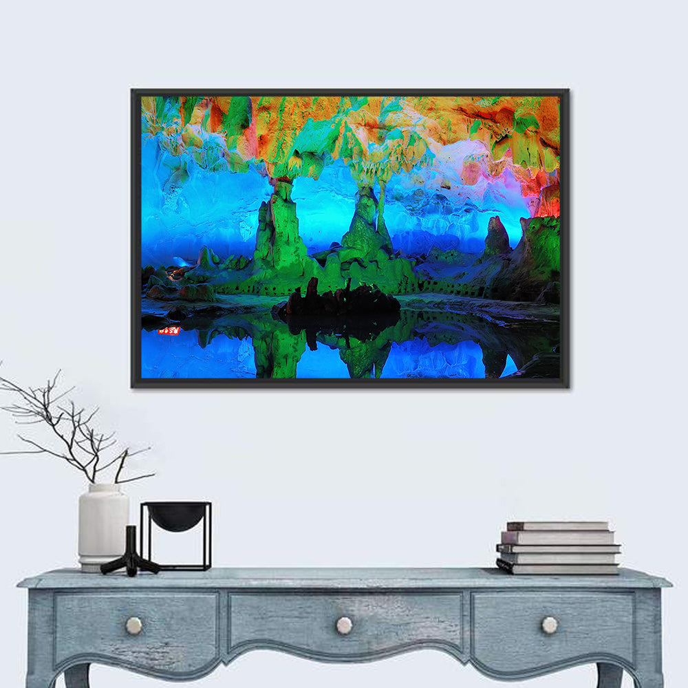 Guilin Led Lit Cave Reflection Wall Art in a room, landscape