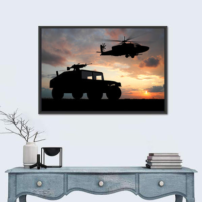 Military Helicopter and Truck Wall Art