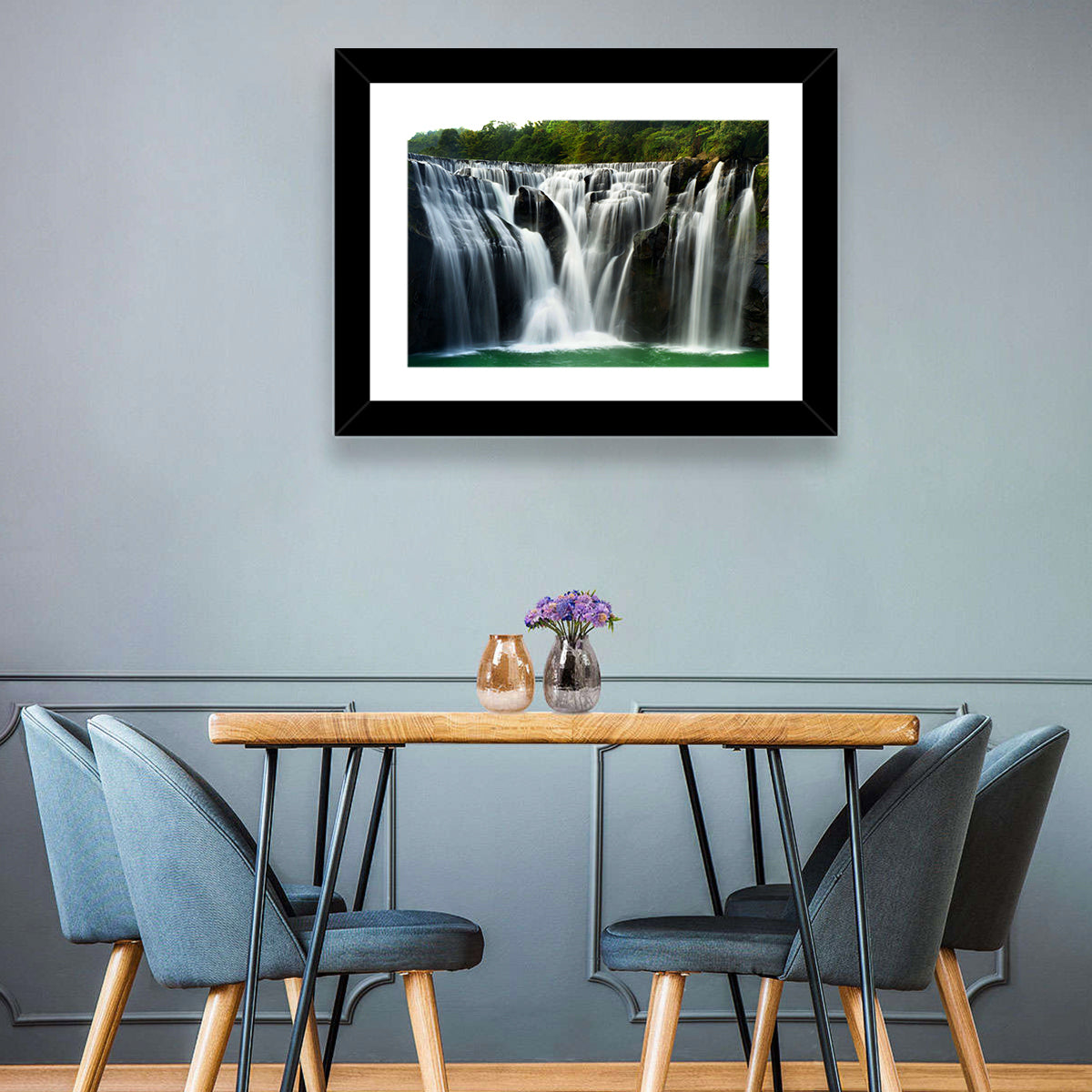 Shifen Waterfall Wall Art in a room, landscape