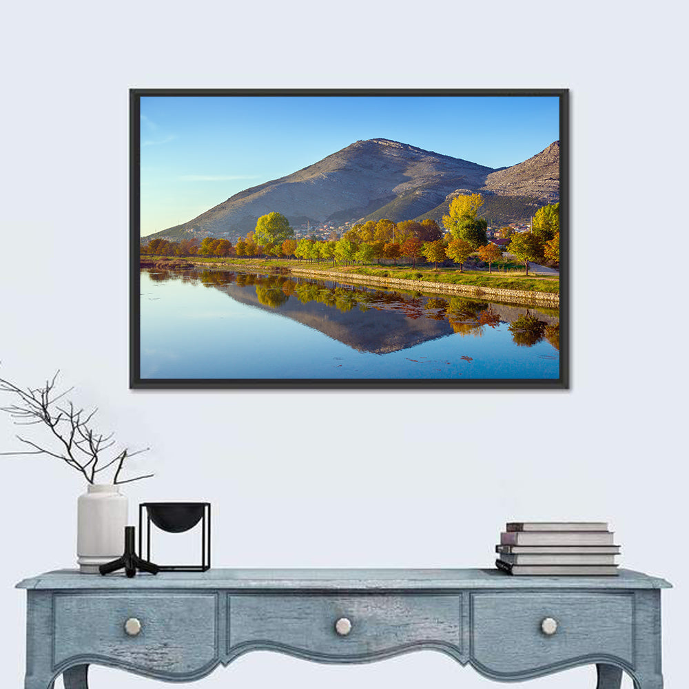 Trebišnjica River Reflection, Trebinje Wall Art in a room, landscape