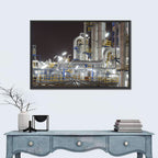 Night Refinery Pipes and Towers Wall Art