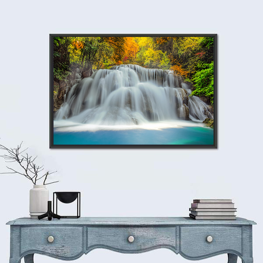 Erawan Falls Cascade Wall Art in a room, landscape
