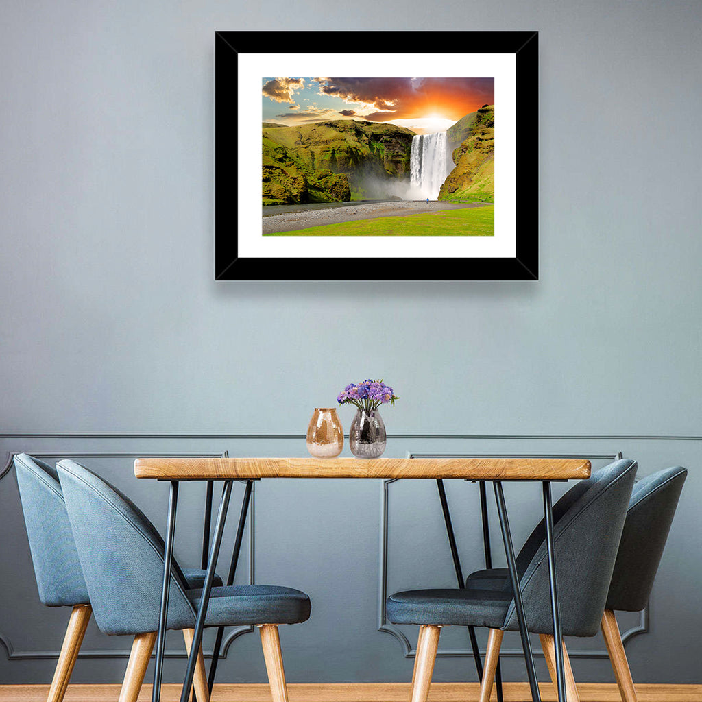 Skógafoss at Sunset Wall Art