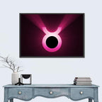 Glowing Pink Taurus Symbol Wall Art