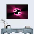Glowing Pink Cancer Symbol Wall Art