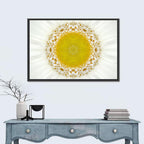 White Flower Mandala Kaleidoscope Wall Art