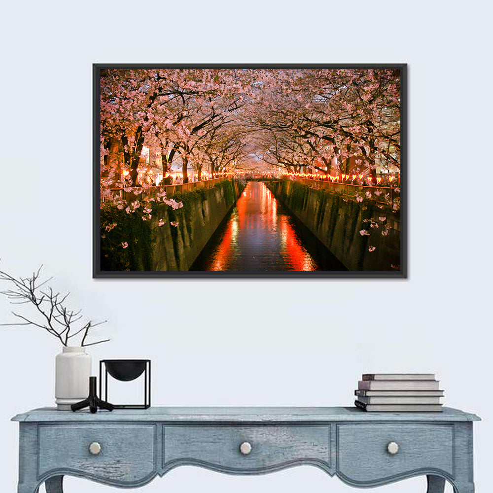 Meguro River Cherry Blossoms Wall Art