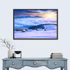 Snowy Cabins Above Clouds Wall Art