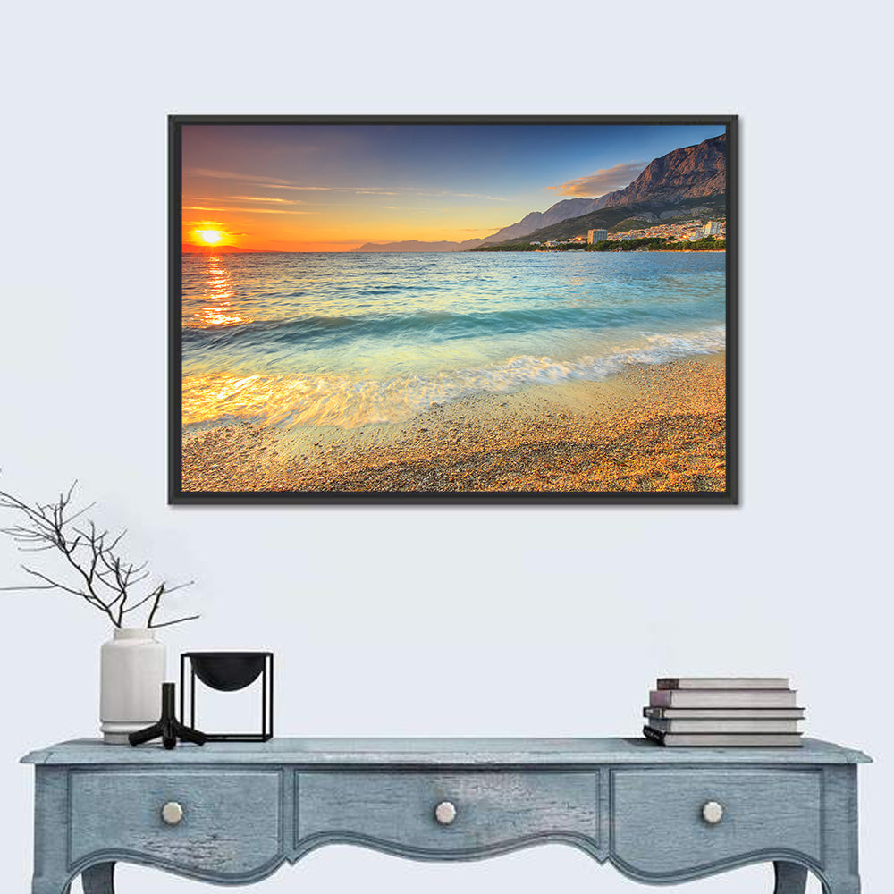 Makarska Pebble Beach Sunset Wall Art