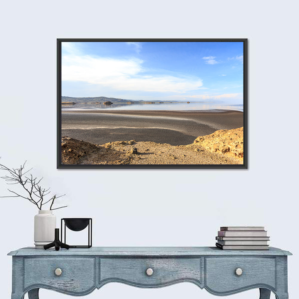 Lake Natron Flamingos Wall Art in a room, landscape