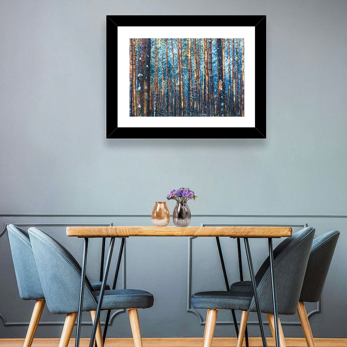 Golden Hour Winter Pine Forest Wall Art