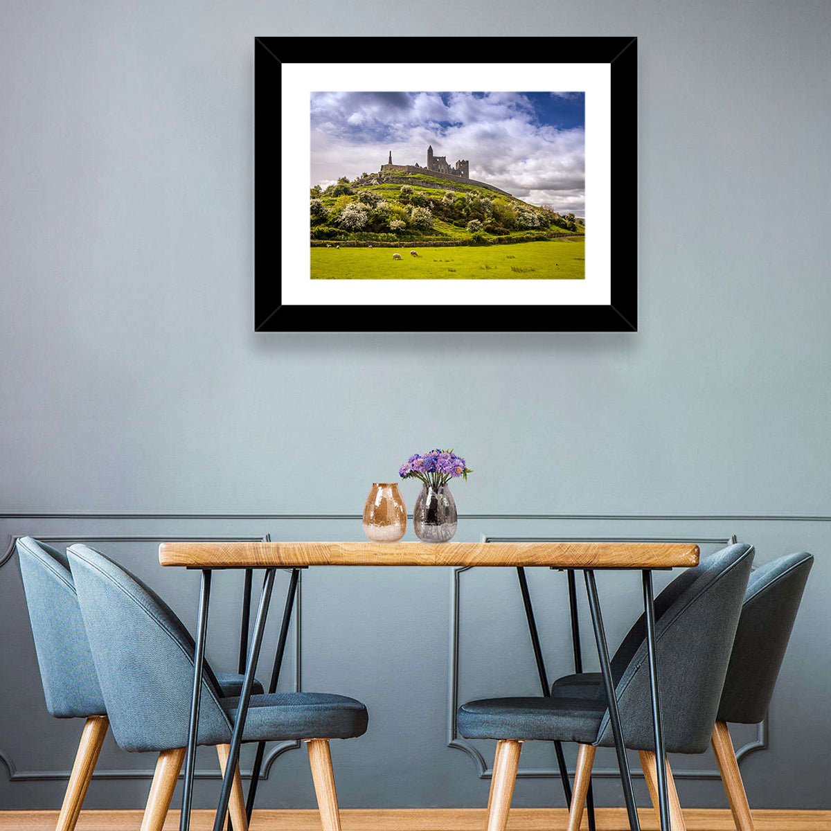 Rock of Cashel Ruins Wall Art in a room, landscape