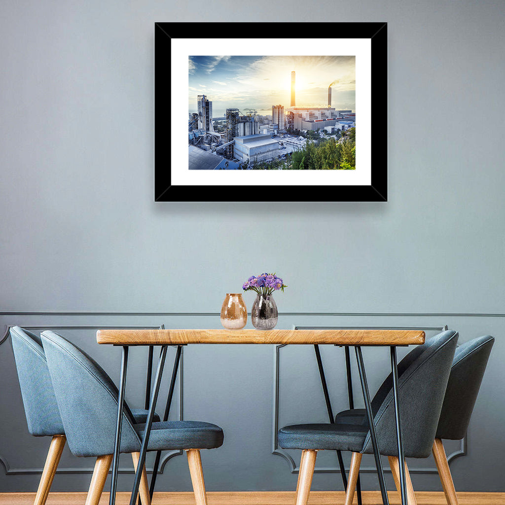Coastal Power Plant at Sunrise Wall Art