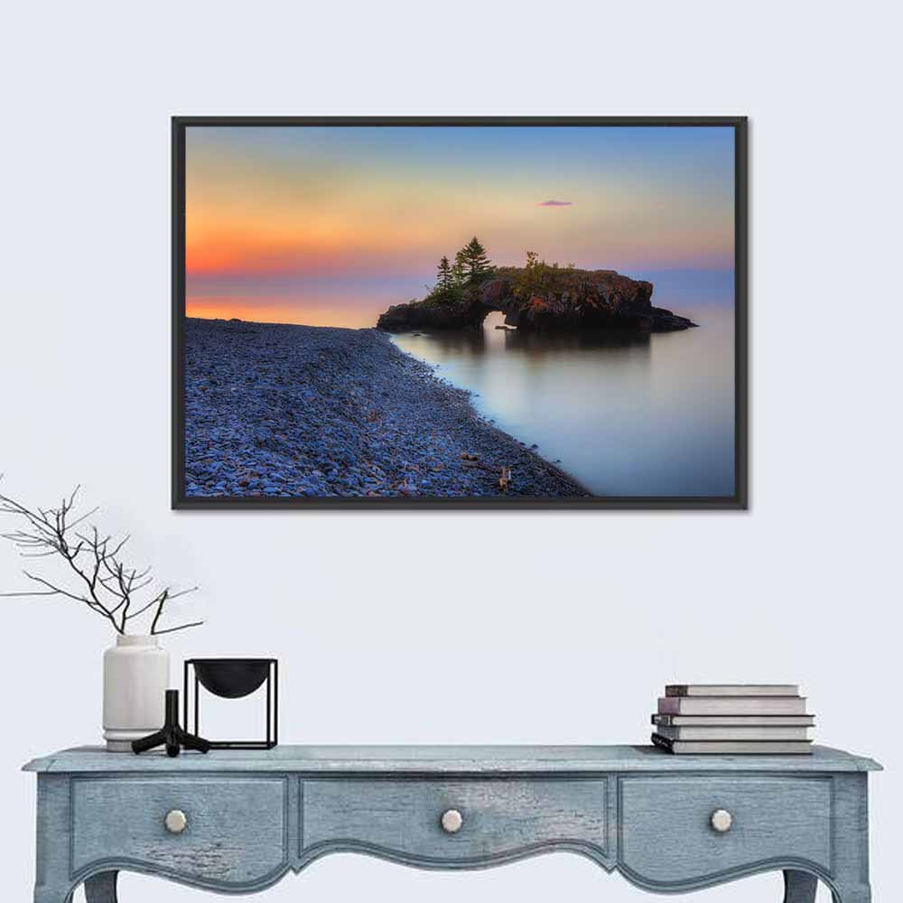 Lake Superior Sunrise Wall Art in a room, landscape