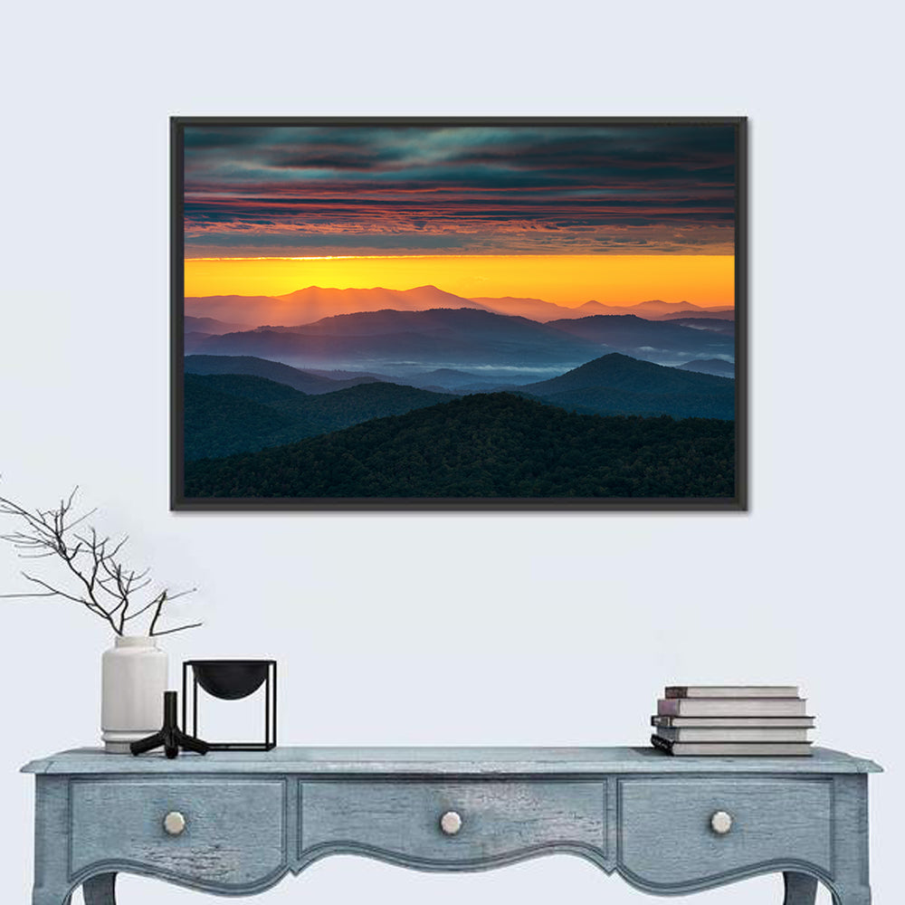 Misty Blue Ridge Sunrise North Carolina Wall Art